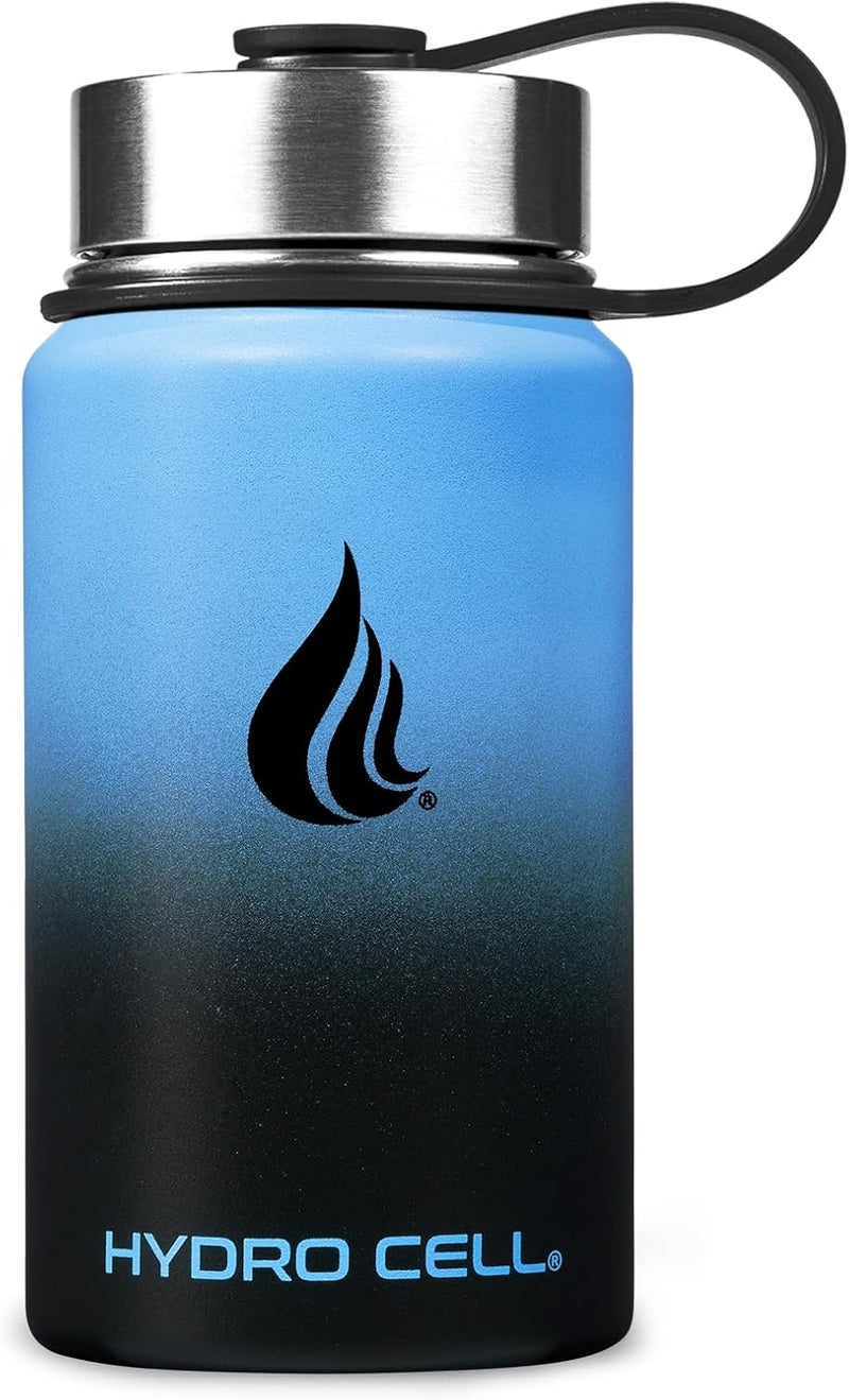 HYDRO CELL Stainless Steel Insulated Water Bottle with Straw - For Cold & Hot Drinks - Metal Vacuum Flask with Screw Cap and Modern Leakproof Sport Thermos for Adults (Blue/Black 14oz) - Image 2